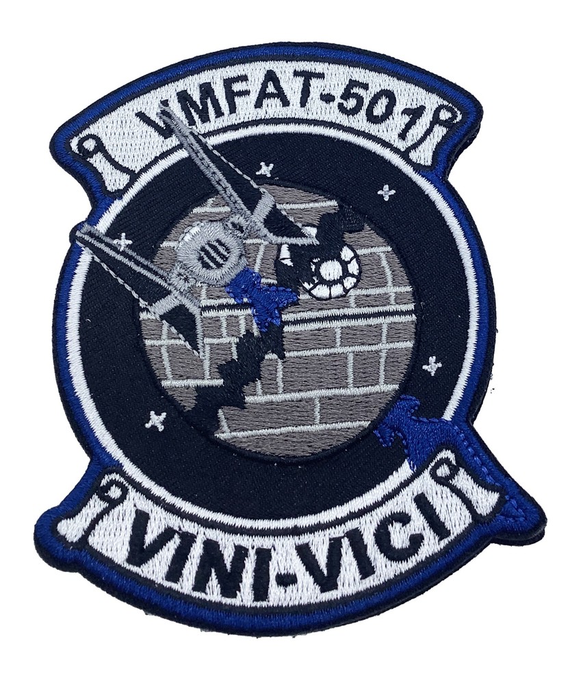 VMFAT-501 Warlords Tie Fighter Patch 4 Inch Hook and Loop Backing