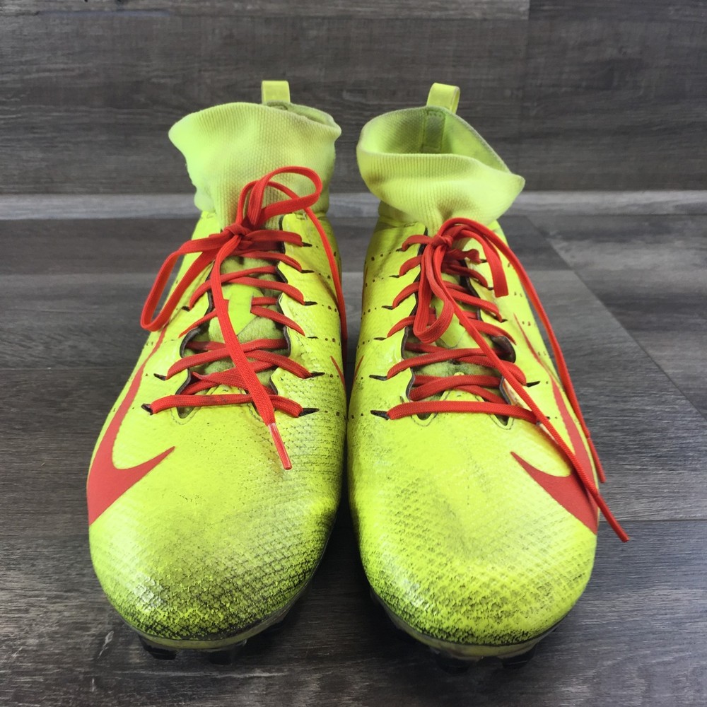 Nike Vapor Untouchable Pro 3 Elite Cleats Volt Green Red Gold Bottom Size 11.5