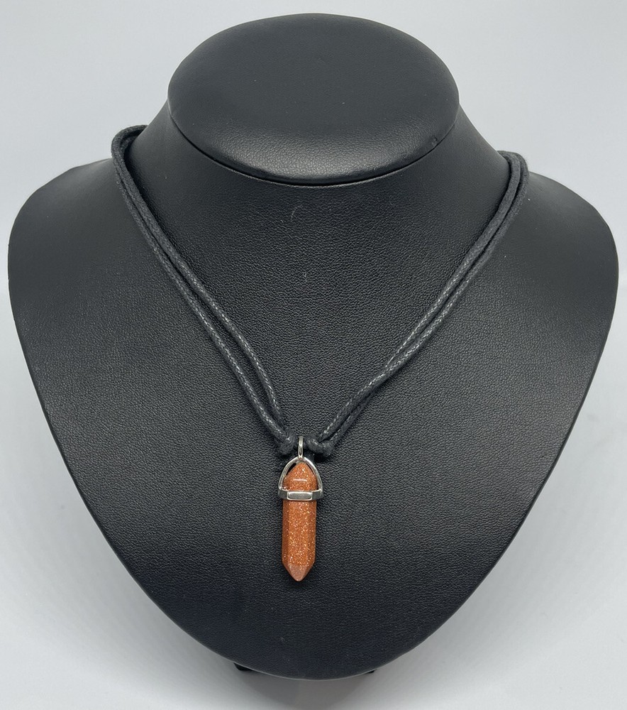 Goldstone Necklace Gemstone Obelisk Pendant Adjustable Choker Style