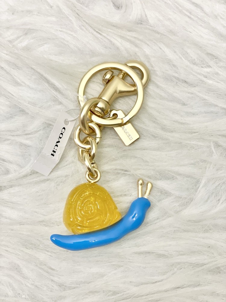 NWT Coach X Observed By Us 3D Snail Bag Charm Fob Gold Blue Multicolor