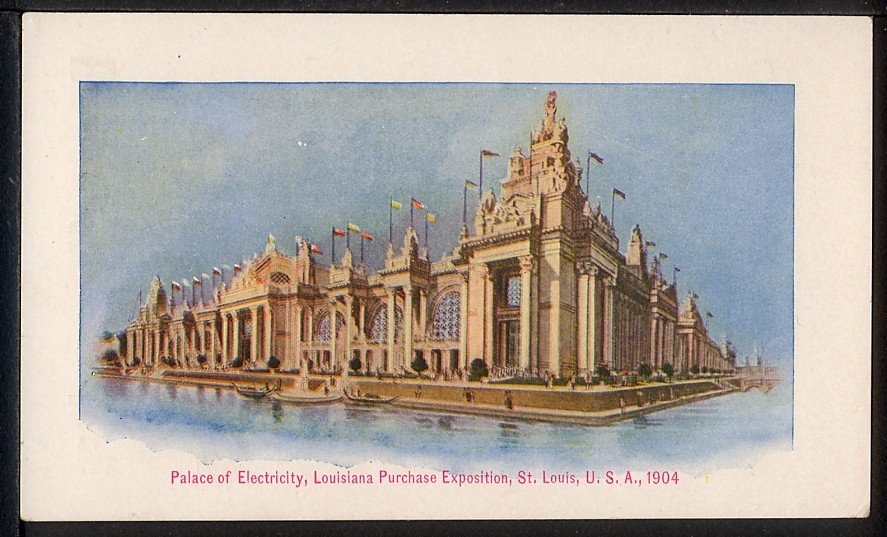 1904 St. Louis World's Fair PALACE OF ELECTRICITY Trade Card Boston Mutual Life