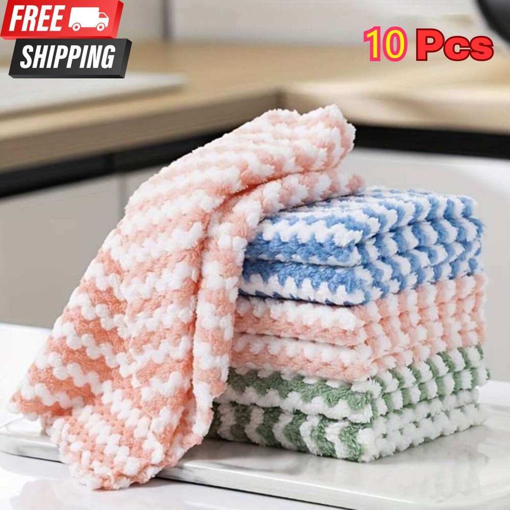 10pcs Reusable Multicolor Kitchen Towels for Versatile Cleaning Tasks