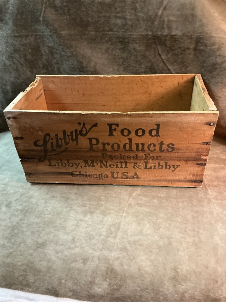 Circa 1920s Libby McNeill and Libby food products wood box cooked corned beef