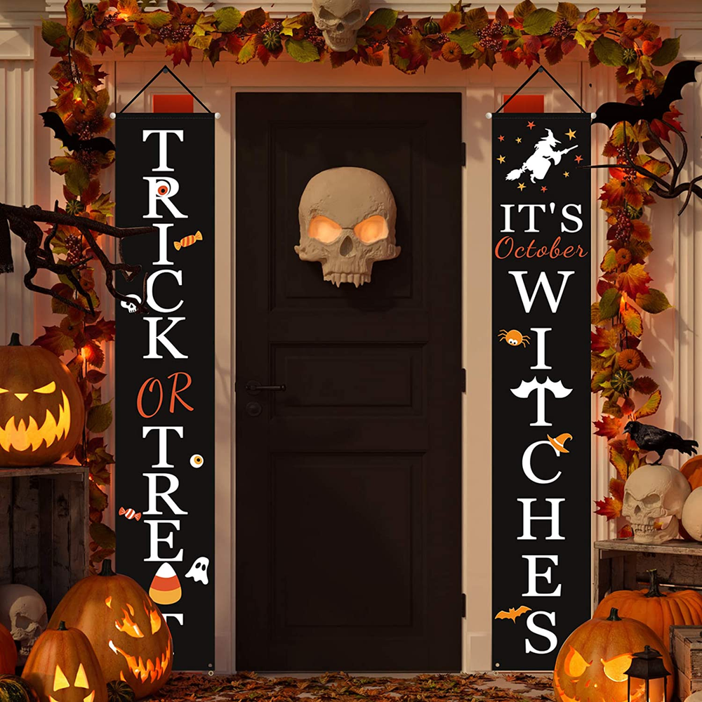 Halloween Decorations, Trick or Treat & It'S October Witches Porch Banners | Kad
