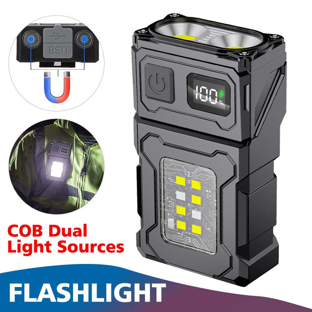 Mini LED Flashlight Super Bright Torch USB Rechargeable Portable Clip Light Lamp