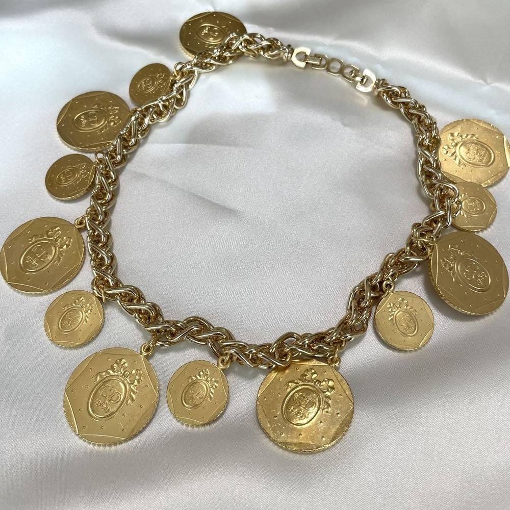 Christian Dior Super Rare Cd 13 Coin Necklace Vintage Collectible