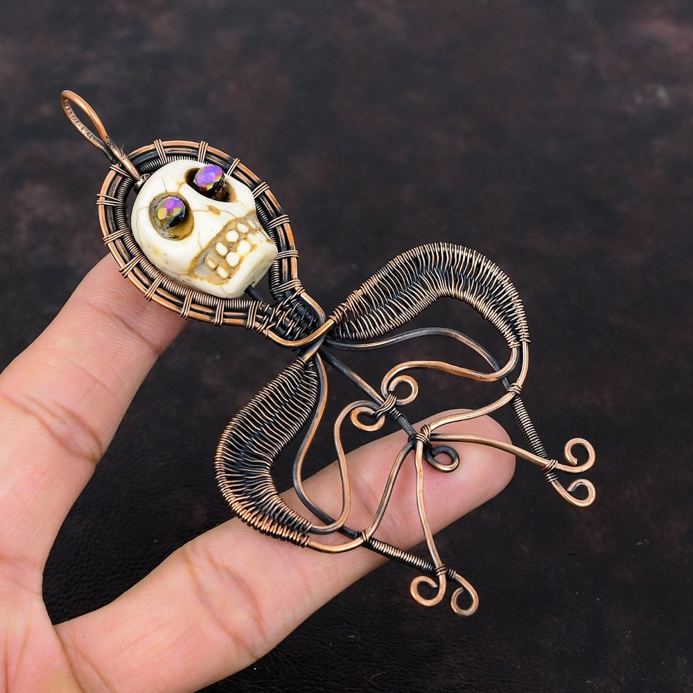 Christmas Sale Copper Natural Howlite Titanium Beads Ethnic New Pendant Jewelry-image