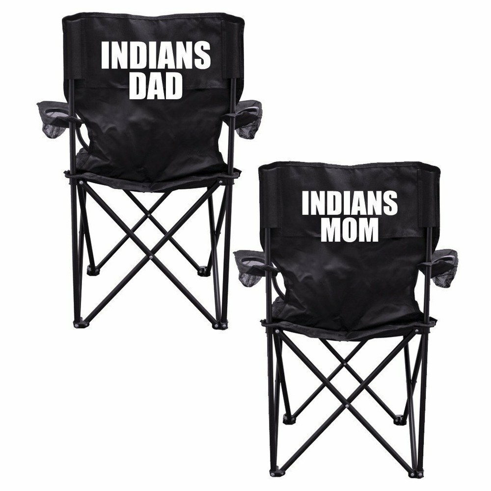 2 Black Folding Camping Chairs for Indian Parents with Carry Bags
