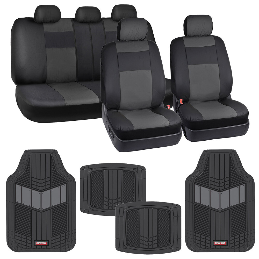 Durable PU Leather Seat Covers & Heavy Duty Rubber Floor Mats for Car Truck SUV