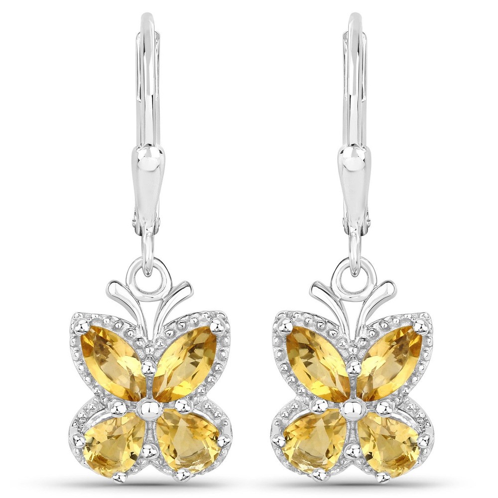 2.16 Carat Genuine Citrine Sterling Silver Elegant Drop Earrings