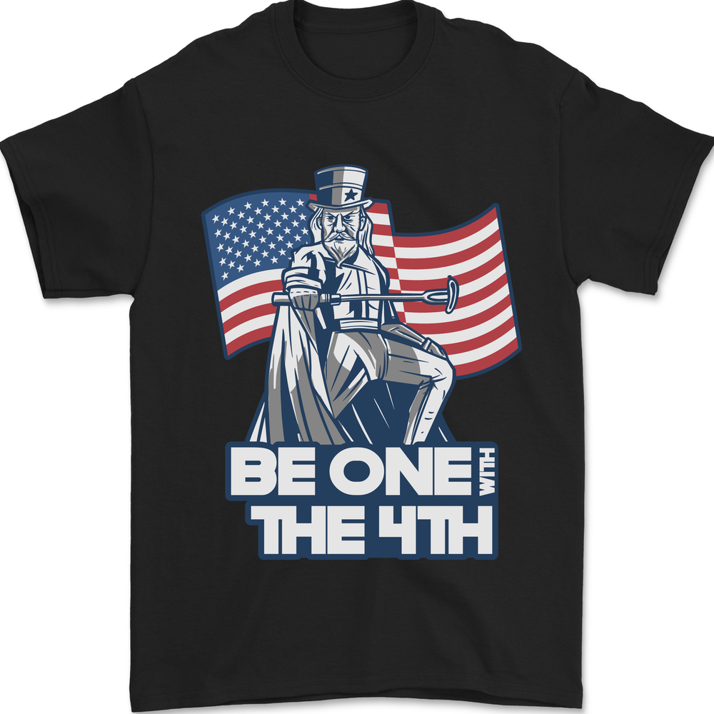 Be One With 4th of July American Independence Mens T-Shirt 100% Cotton