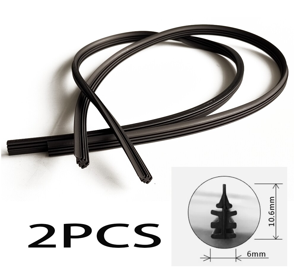 26” 6mm Universal Frameless Rubber Wiper Blades Refill 2Pcs Car Windshield
