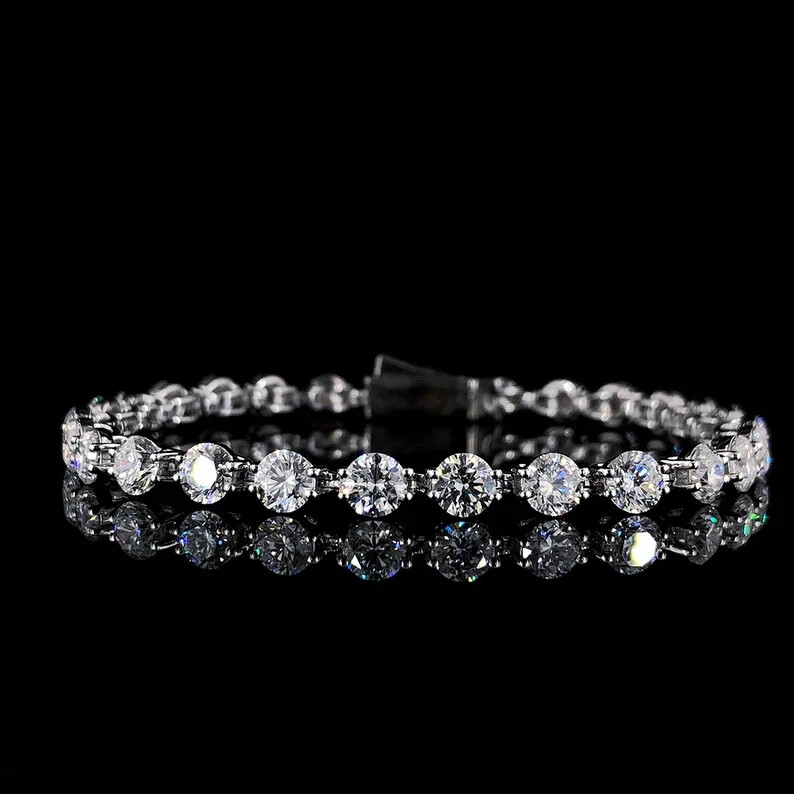 15ct Round Cut Simulated Diamond Chain Tennis Bracelet 14k White Gold Plated