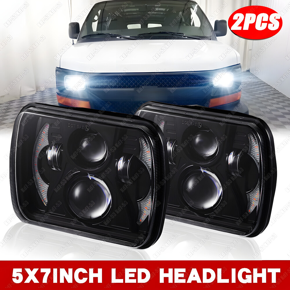 Chevy Express 1500/2500/3500 LED Headlights Pair 7x6 5x7 Hi Lo Beam