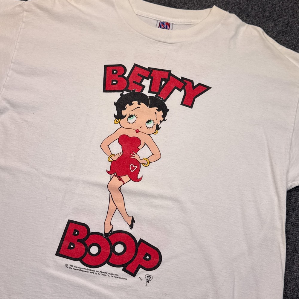 Vintage 90s Betty Boop Double Sided Tee Adult Size XL USA Made White Tee