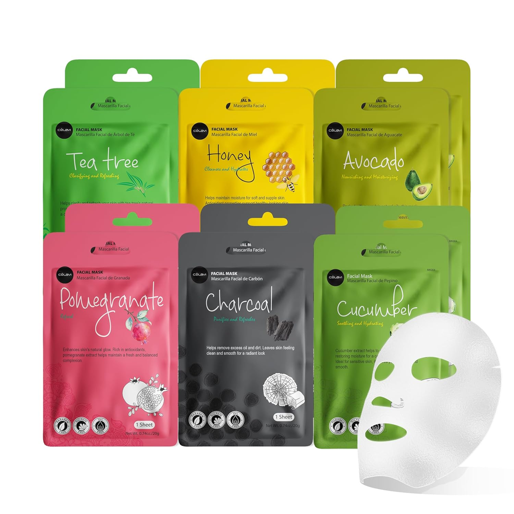 Essence Korean Facial Sheet Mask 12-Pack Hydrating Moisturizing Skincare Mixed Set