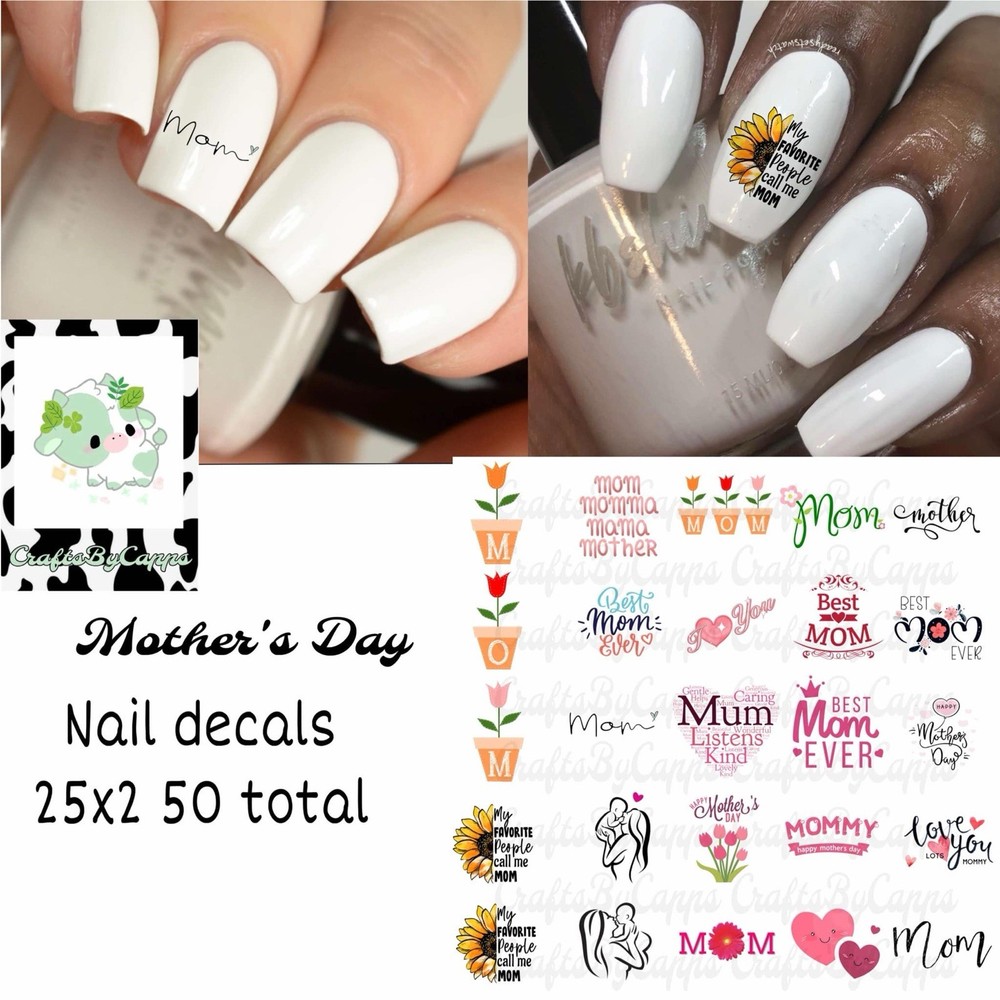 Mothers Day Waterslide Nail Decals Set of 50 with Instructions Bonus KC-image