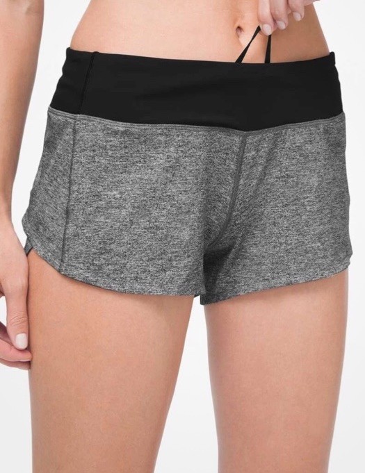 Lulmon Size 8 Tall Heather Black Gray Lined Speed Up 4 Running Shorts  