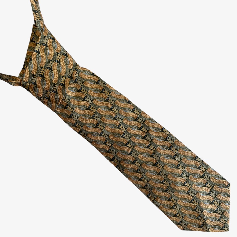 Vintage 90s Guy Laroche Diffusion Abstract Geometric Floral Print Silk Tie