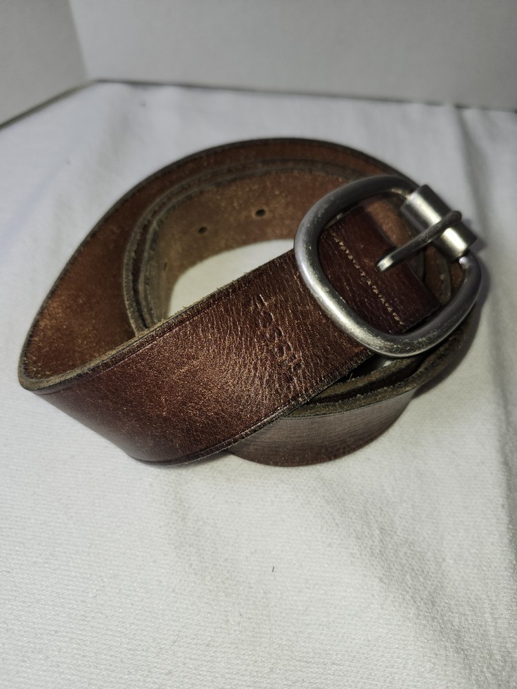 fossil leather belt women boho m sz 40 brown