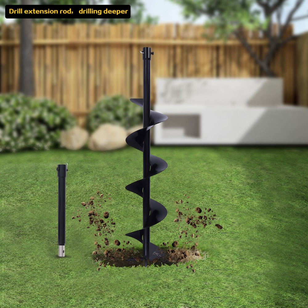 6“ Earth Auger Bit Fence Post Hole Digger Drill Bit with 11.81 inch Auger Drill