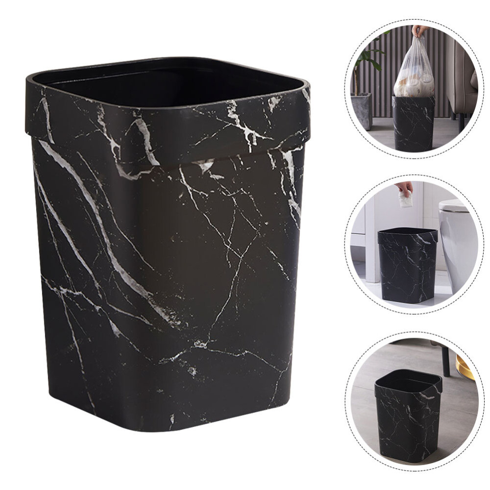 Black Marble Waste Bin Container Bathroom Garbage Can Trash Small Cans Office