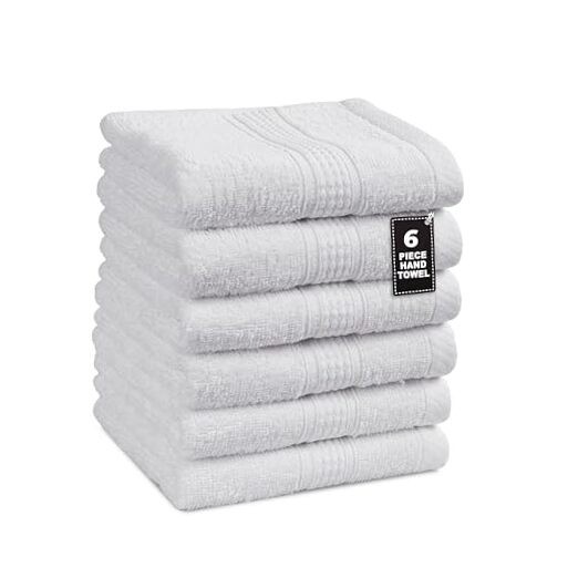 6-Pack Premium White Spa Hand Towels 16x28 Inches Soft Hotel-Grade 6-Piece Set