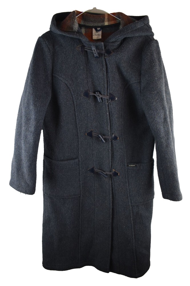 GLENMORE Blue Duffle Coat size Uk 12 Womens Hooded Overcoat Long Coat