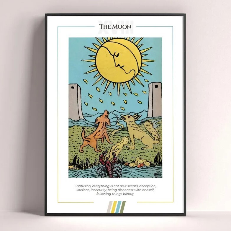 Moon Tarot Card Art Print, Tarot Poster Printable Wall Decor