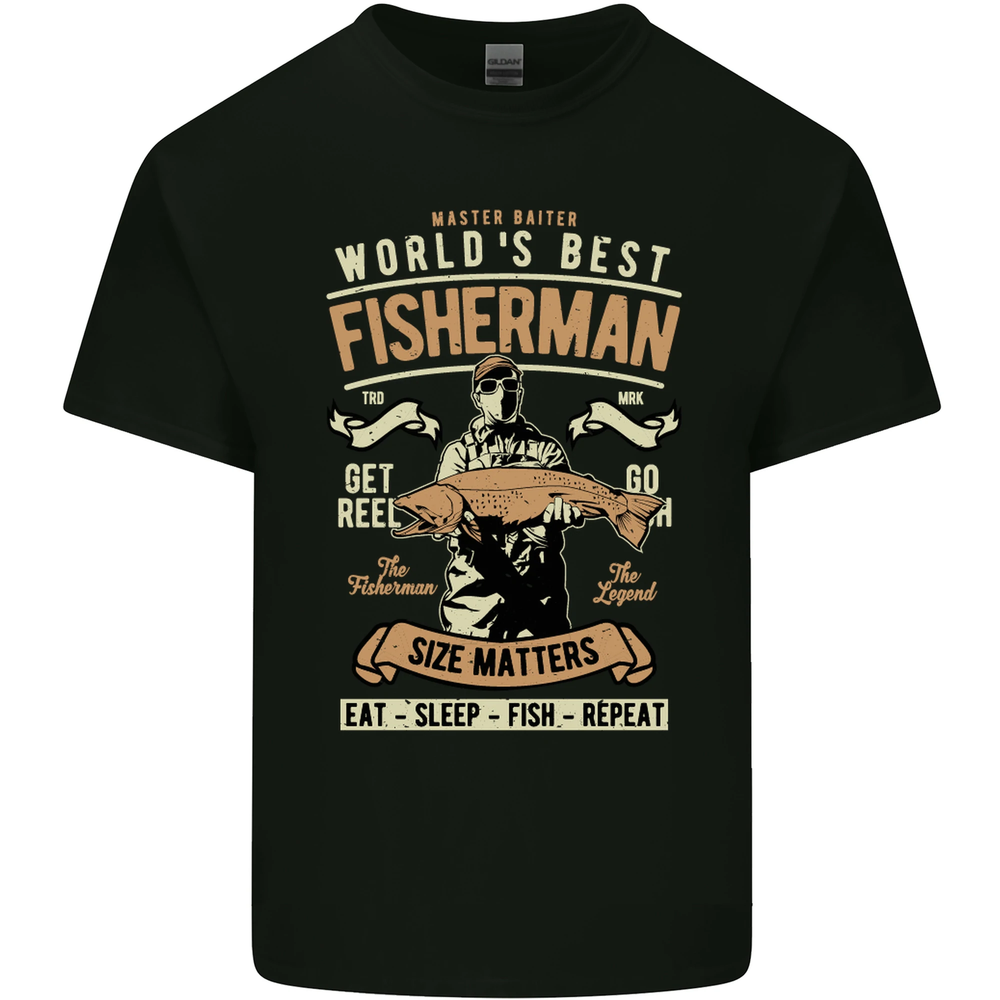 Worlds Best Fisherman Fathers Day Fishing Mens Cotton T-Shirt Tee Top