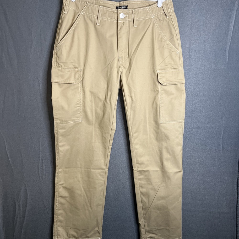True Religion Cargo Pants Men 32 Tan Travertine Classic Baggy Flap Pockets $159