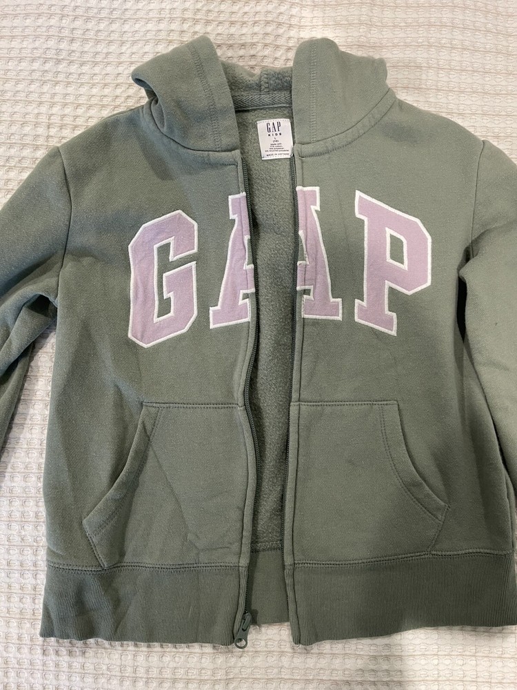 Gap Hoodie Kids Size L Size 10 Spellout Brand Logo Zip up sweatshirt