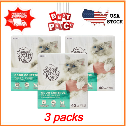 Special Kitty Odor Control Tight Clumping Cat Litter, Fresh Scent, 40 lb, 3 pack