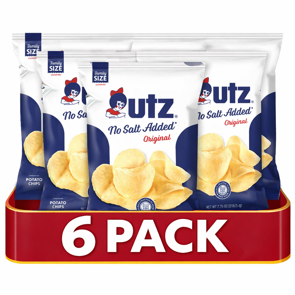 UTZ No Salt Added Original Potato Chips 7.5 Ounces (6 Bags)