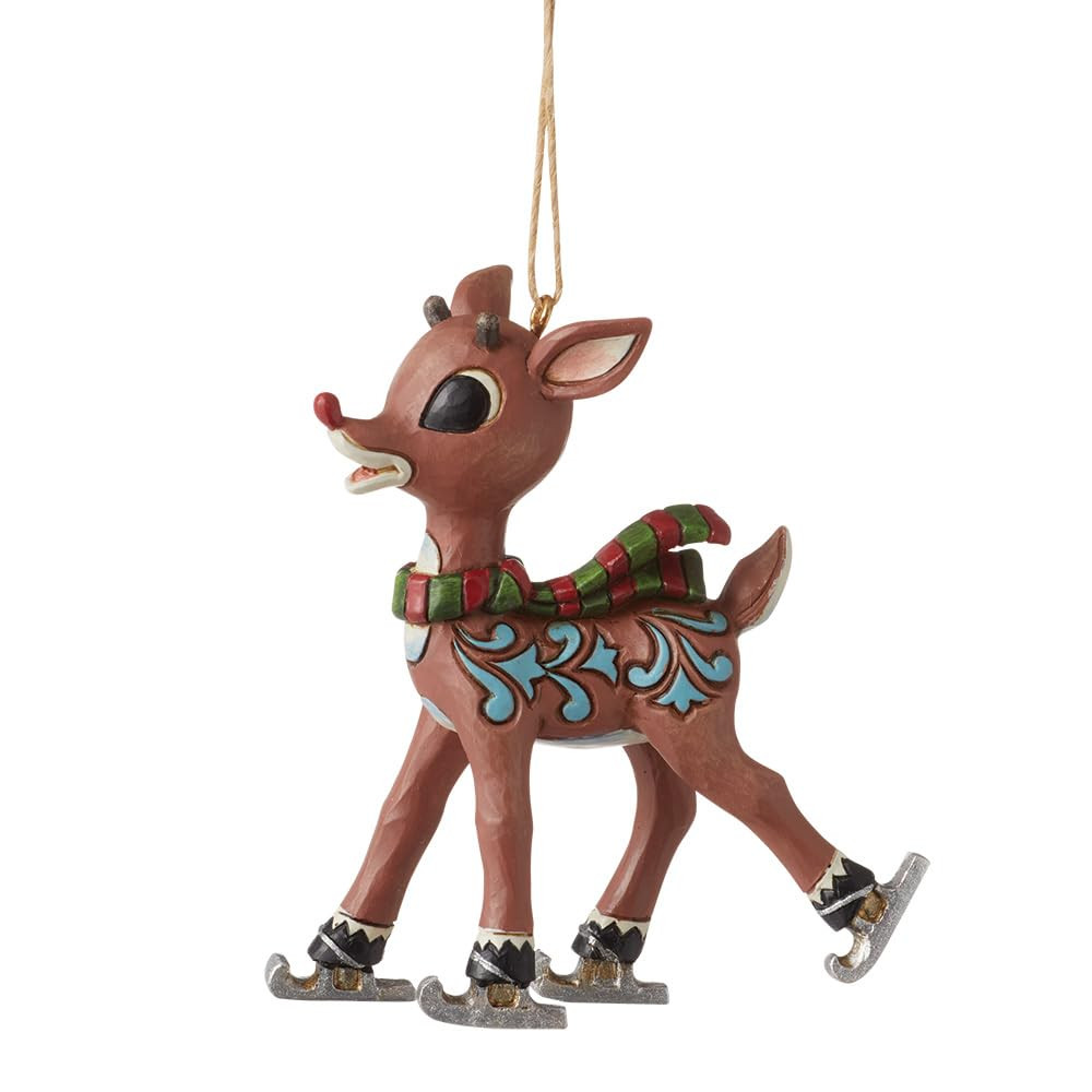 Jim Shore Rudolph The Red-Nosed Reindeer Wearing Ice Skates Hanging Ornament,...