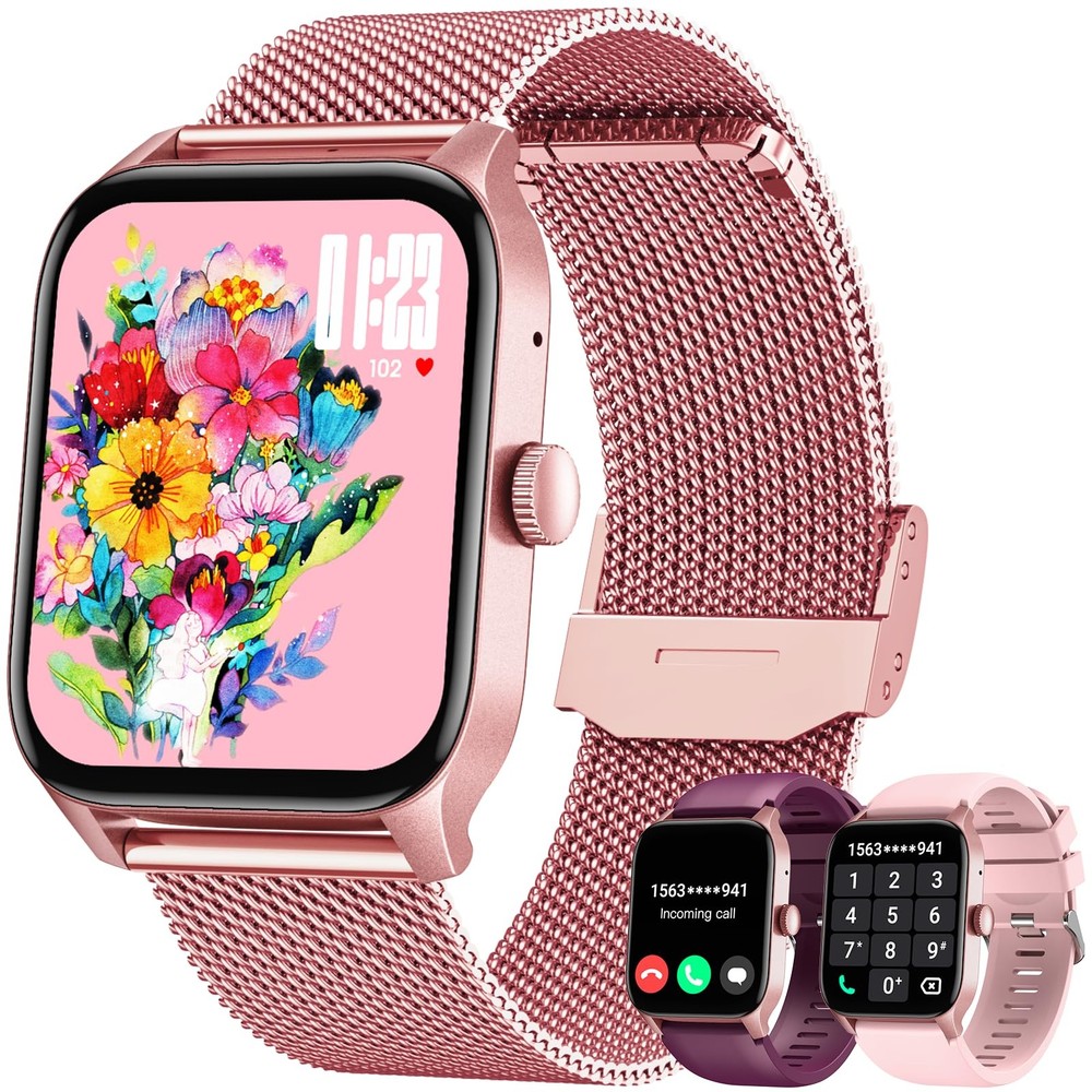 Waterproof Fitness Smartwatch for Men Women Compatible with iPhone Samsung Bluetooth Activity Tracker