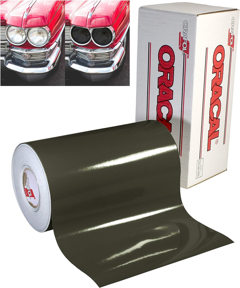 ORACAL Dark Smoke Transparent Overlay Headlight Tint Vinyl 12 Inches X 6 Feet Ro