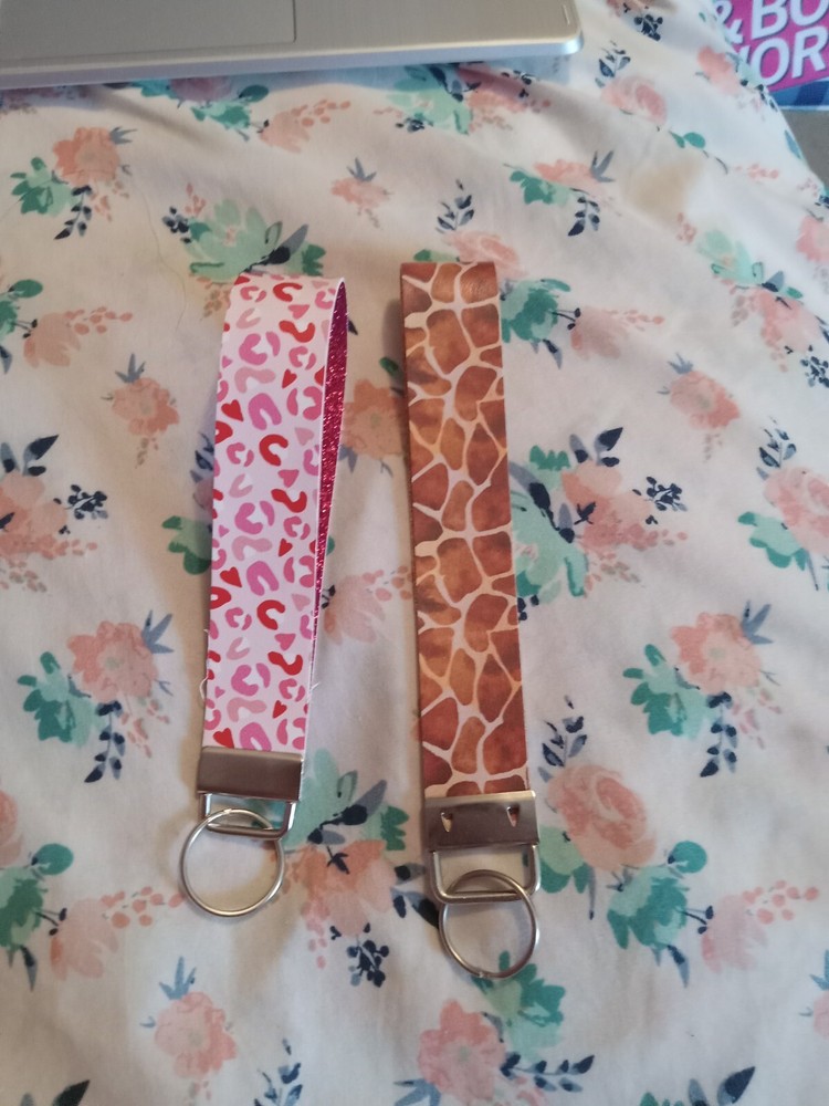 Pink Cheetah and Giraffe Print Keychain Wristlets