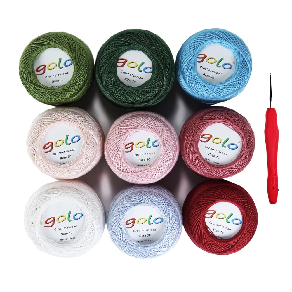 30-9 Balls Size 30 Embroidery Crochet Thread 10g for Knitting Tatting