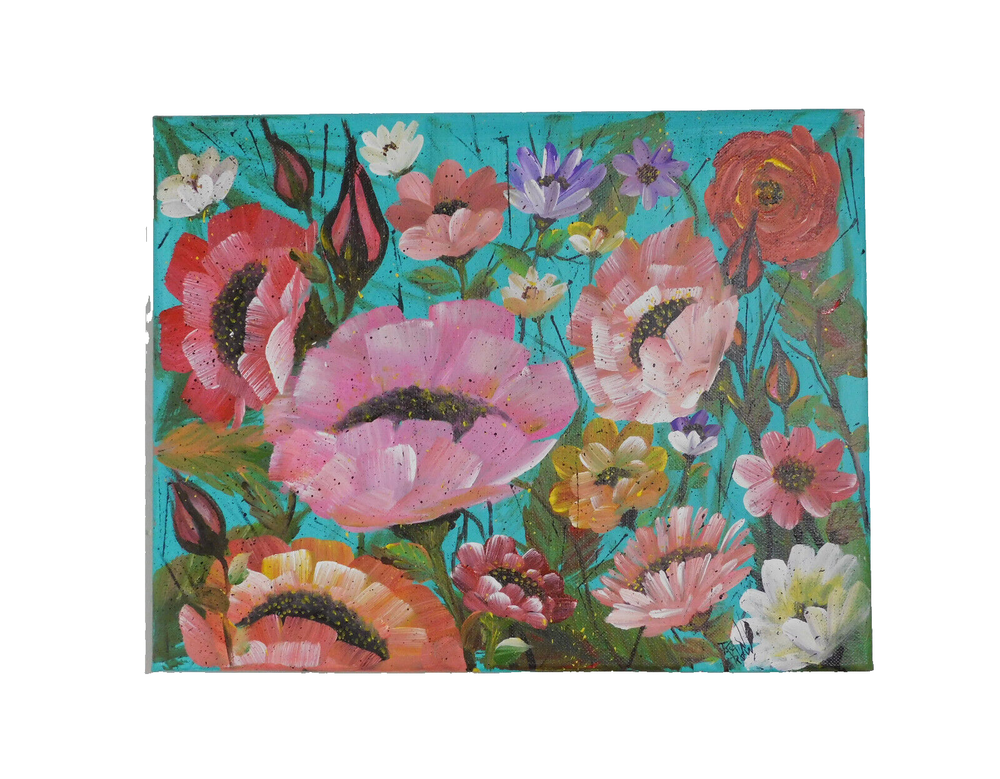 Cottagecore GrandmaCore Floral Painting Art Farmhouse Original Rain Crow Signed