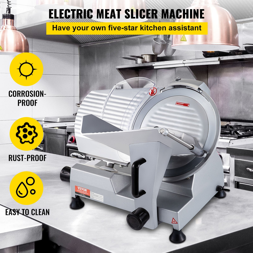 VEVOR Commercial Meat Slicer, 320W Electric Deli Food Slicer, 12 inch Carbon Ste