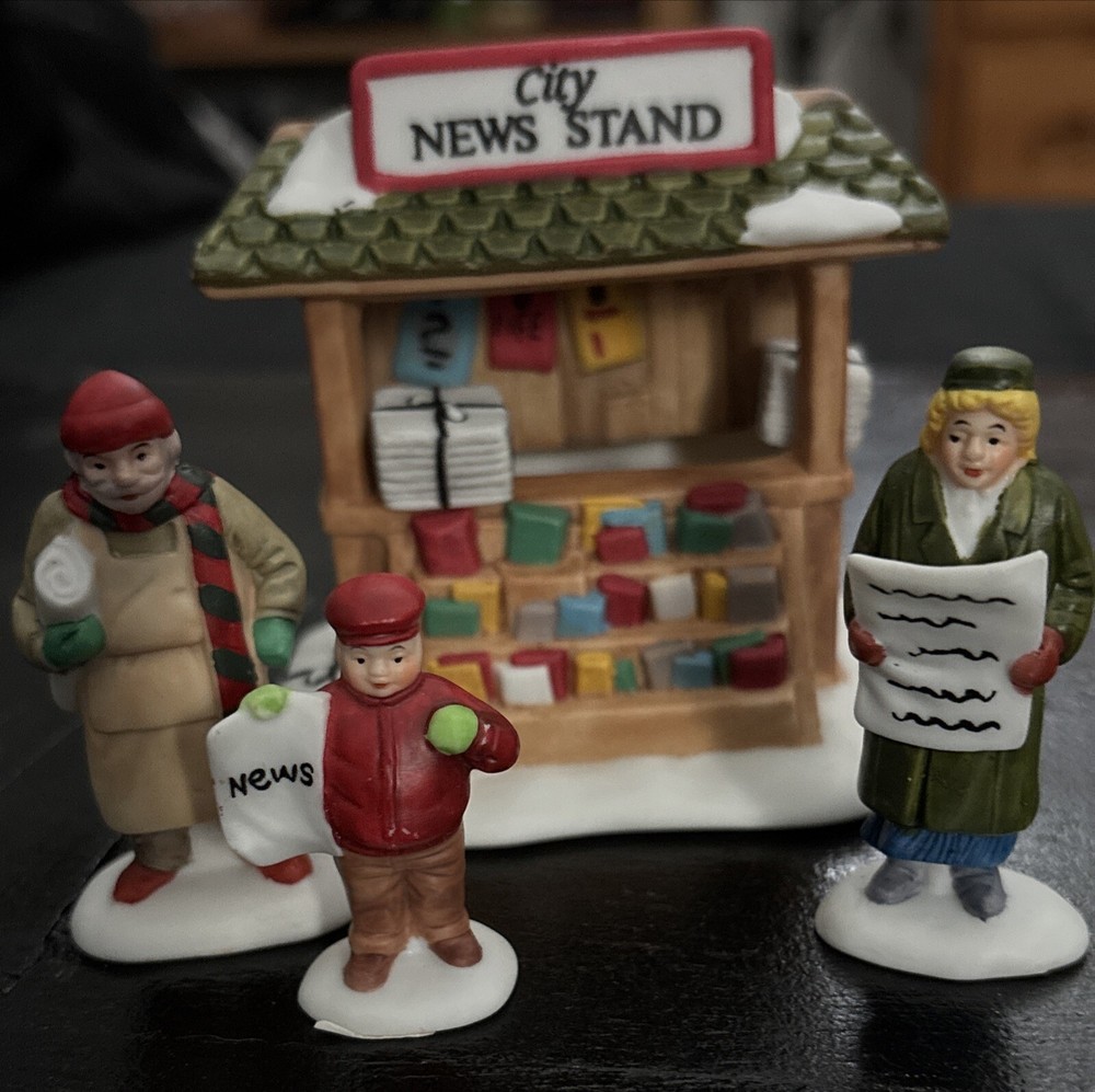 Dept 56 Heritage Village “City News Stand” Accessory Set Of 4 #5971-4 1988 Mint