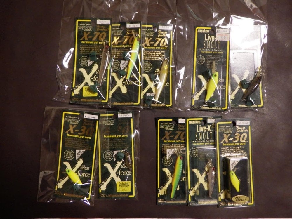 Old Megabass Lure Set of 10 Small Unused/Opened 1996-2003