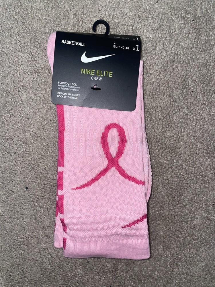 Size 8-12-Nike Elite DriFit NBA Kay Yow Give Strength Basketball Crew Socks Pink