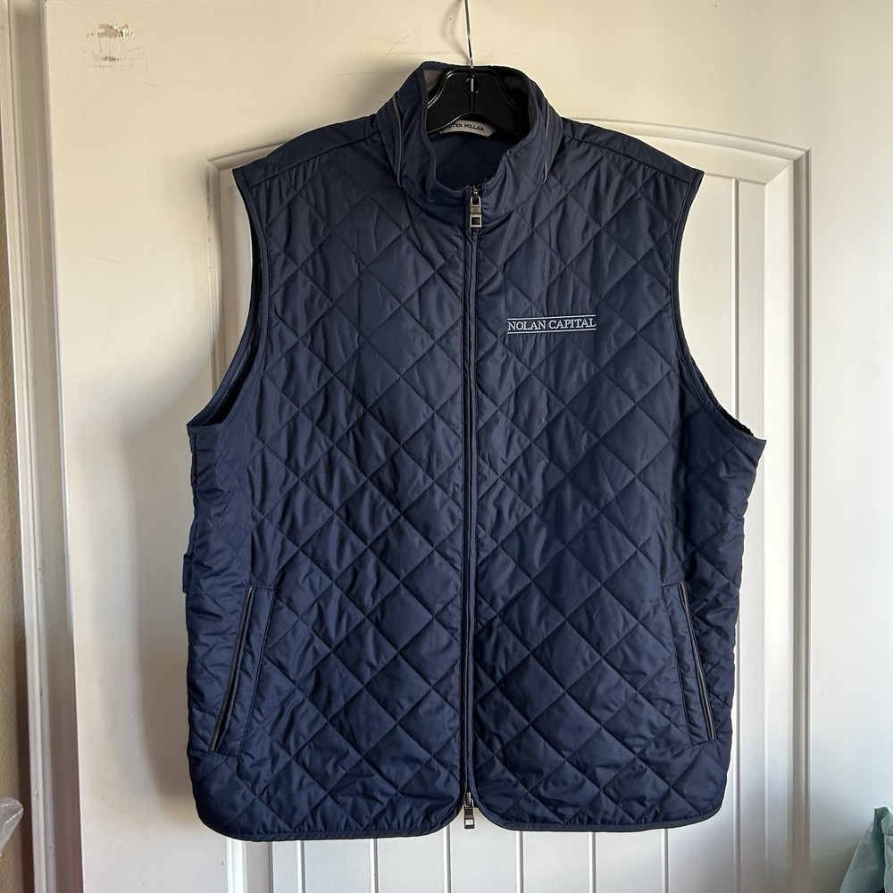 Peter Millar Essex Diamond Quilted Full Zip Vest - Men's Size Large Sz L- Blue