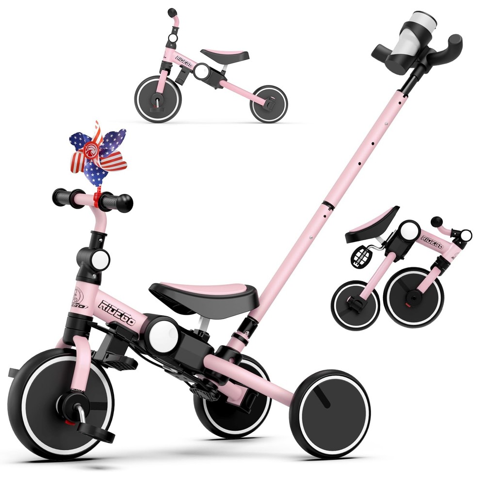 5 in 1 Tricycle for Toddlers 3-5 Years Old,Foldable Toddler Bike with Push Ha...