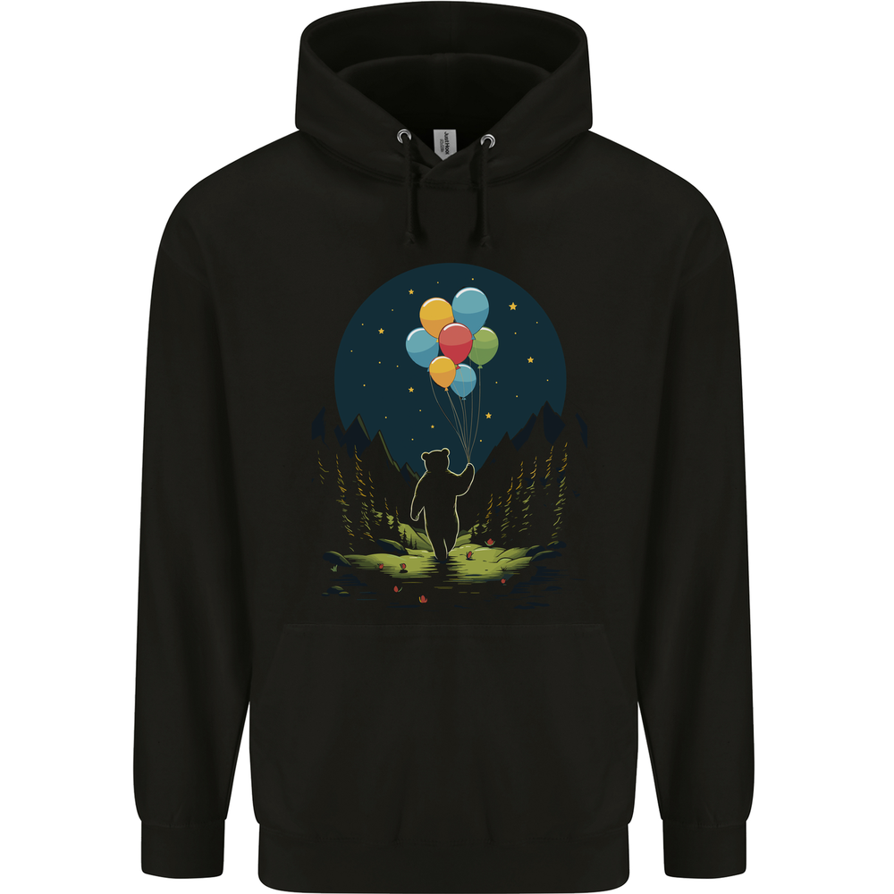 A Teddy Bear Holding Balloons Fantasy Mens 80% Cotton Hoodie