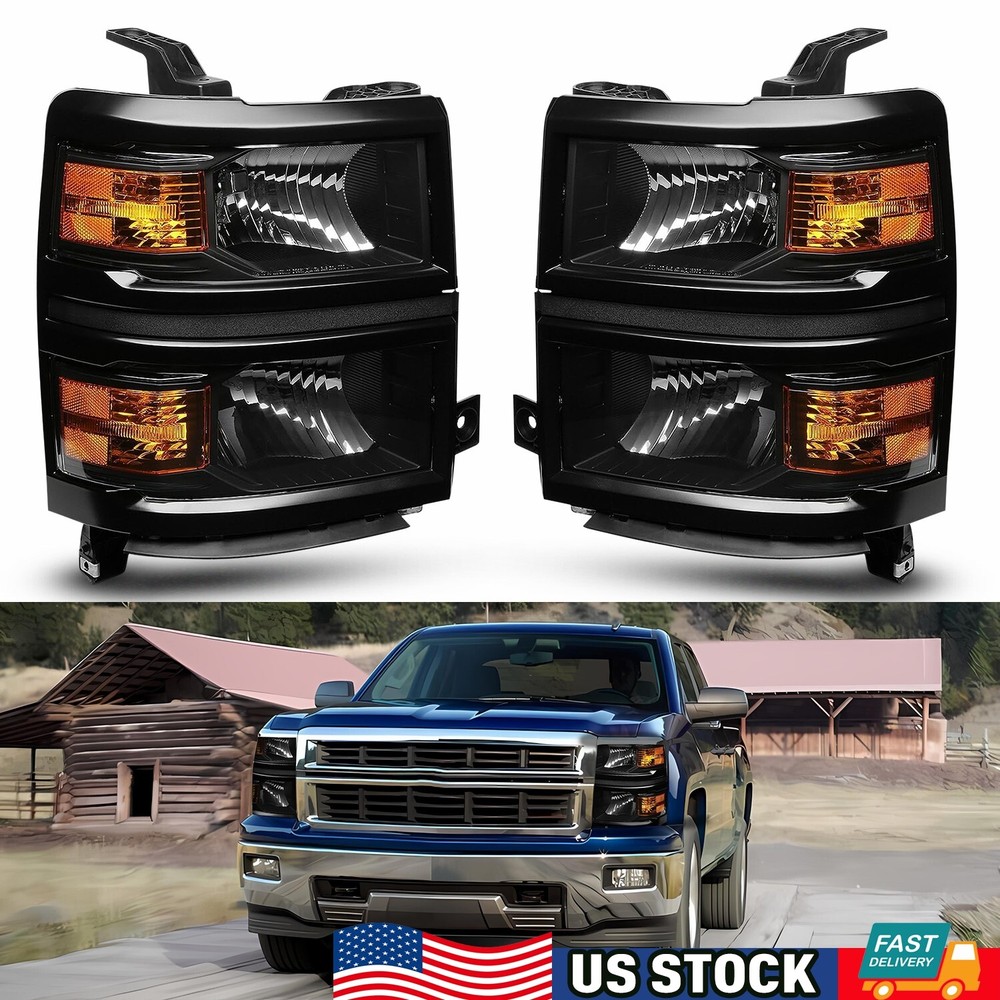 FOR 2014-15 CHEVY SILVERADO 1500 HOUSING AMBER CORNER HEADLIGHT HEAD LAMPS