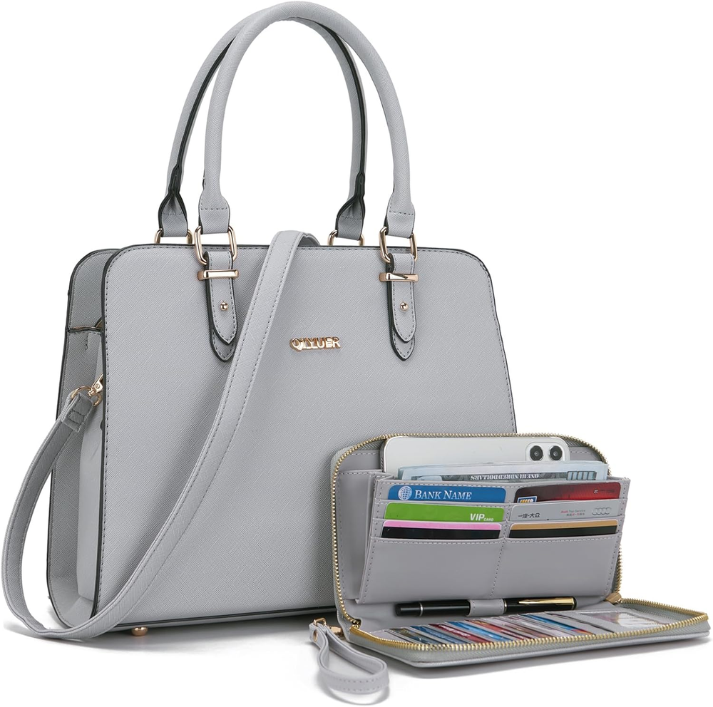 Chic Leather Satchel Purse and Wallet Set for Work and Everyday Elegance