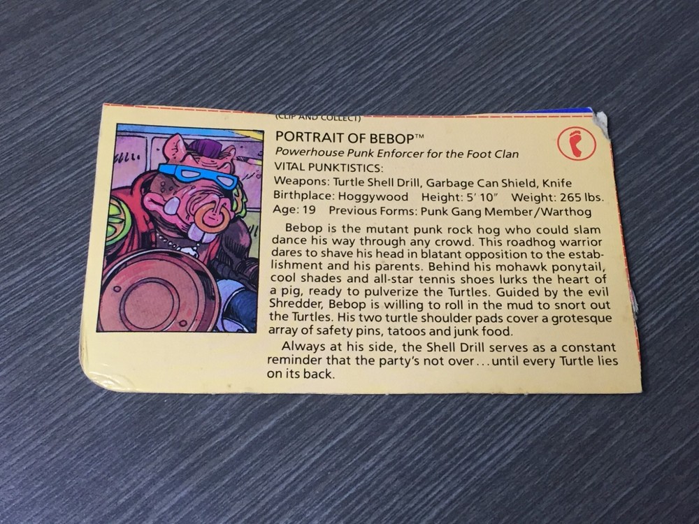 Teenage Mutant Ninja Turtles BEBOP ID CARD Playmates